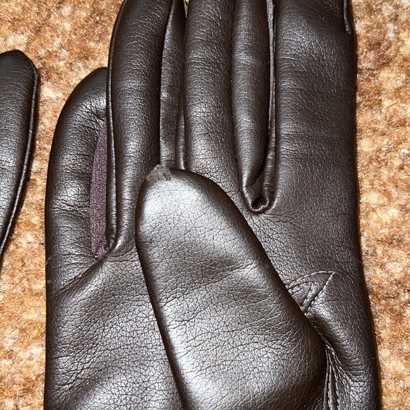 Vintage brown vinyl rabbit fur lined gloves - Picture 4 of 8